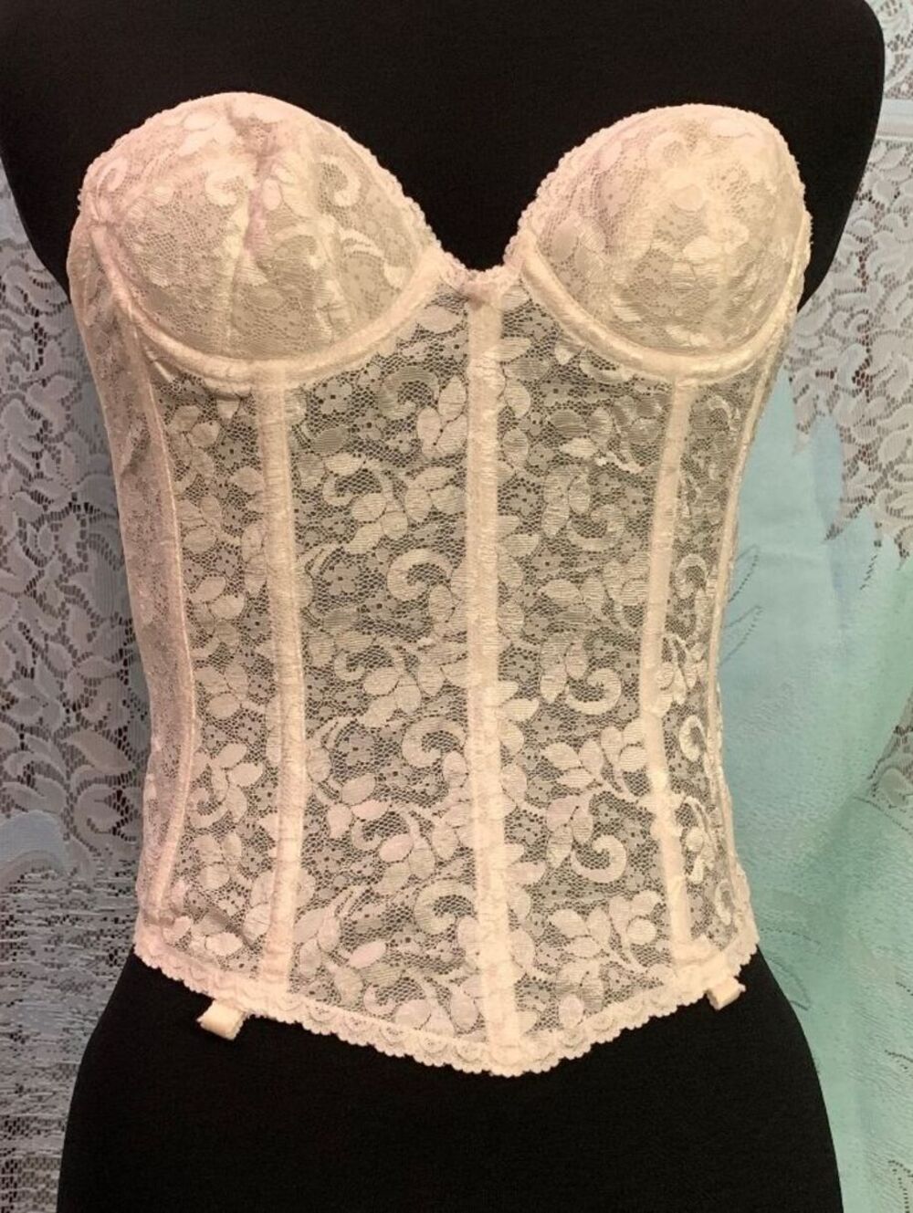 Women's Bustier Corset White Lingerie Hook Closure Fairycore Coquette Renfaire